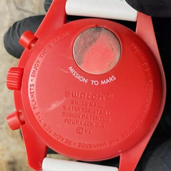 Authentic OMEGA X SWATCH Bioceramic MoonSwatch Mission to Mars SO33R100 Full Set - Picture 7 of 12